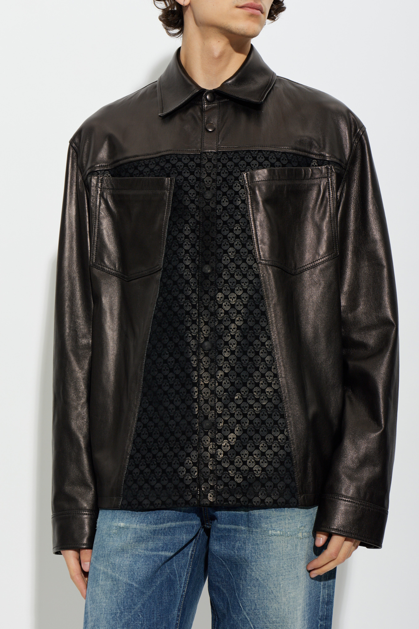Alexander McQueen Leather jacket with skull motif | Men's | Vitkac